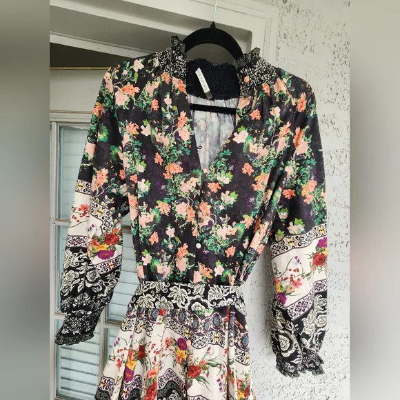 ALICE + OLIVIA ANIS FLORAL MOCK NECK MINI DRESS Sz 6 - Picture 8 of 12